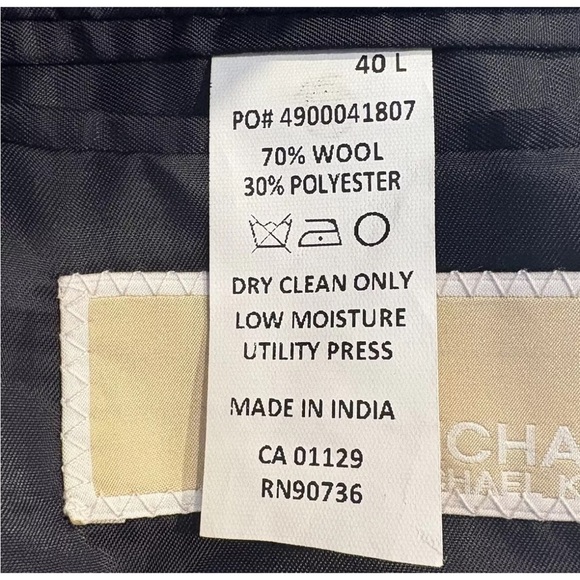 Michael Kors Mens 40L Navy Blue Wool Blend Blazer Sport Coat Suit Jacket (BR) - Picture 5 of 6